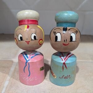 Vintage America Pink and Blue Sailor Salt And Peppers